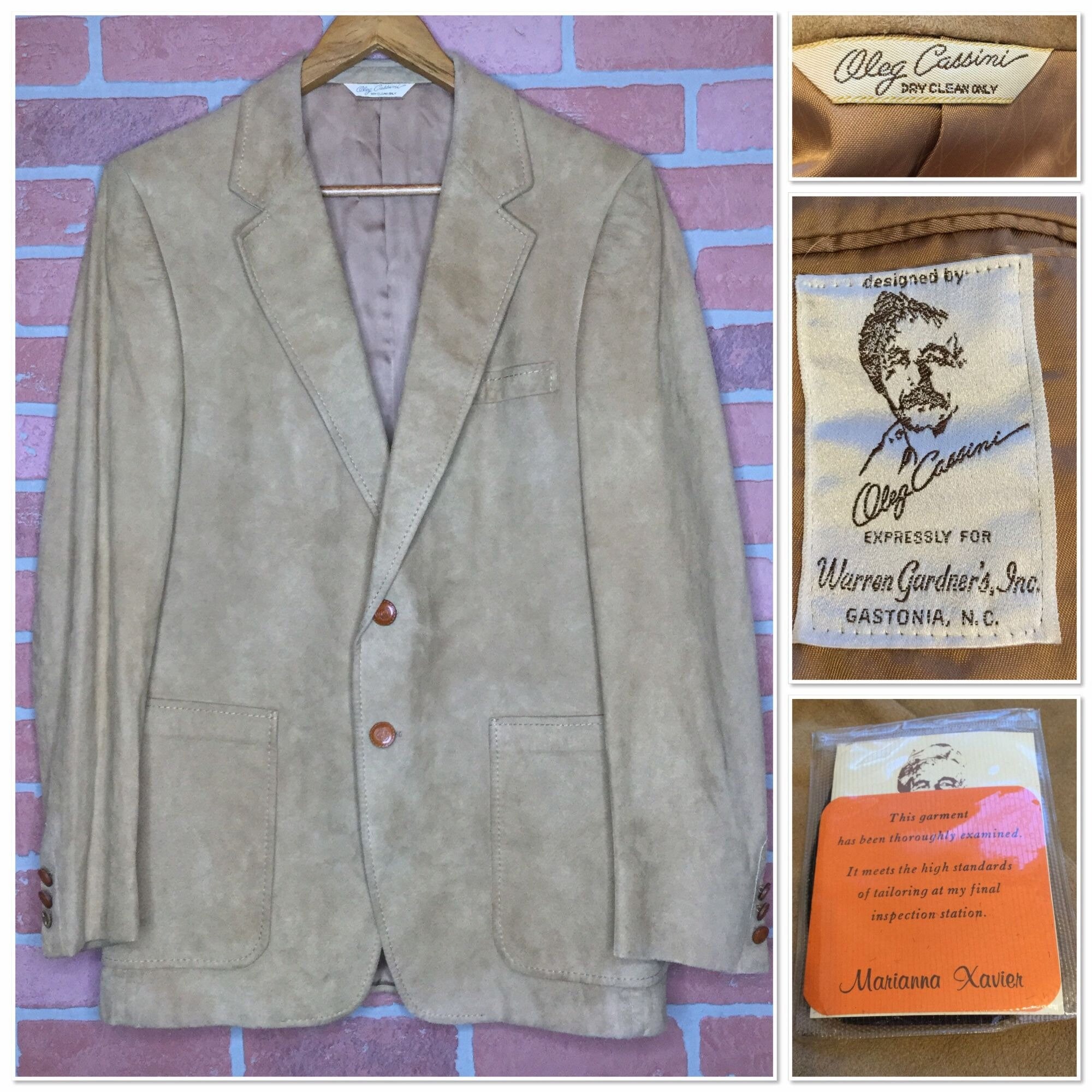 1950s Men’s Ties, Bow Ties – Vintage, Skinny, Knit Oleg Cassini Mens Saddle Suede Sport Coat Blazer Tan $187.00 AT vintagedancer.com