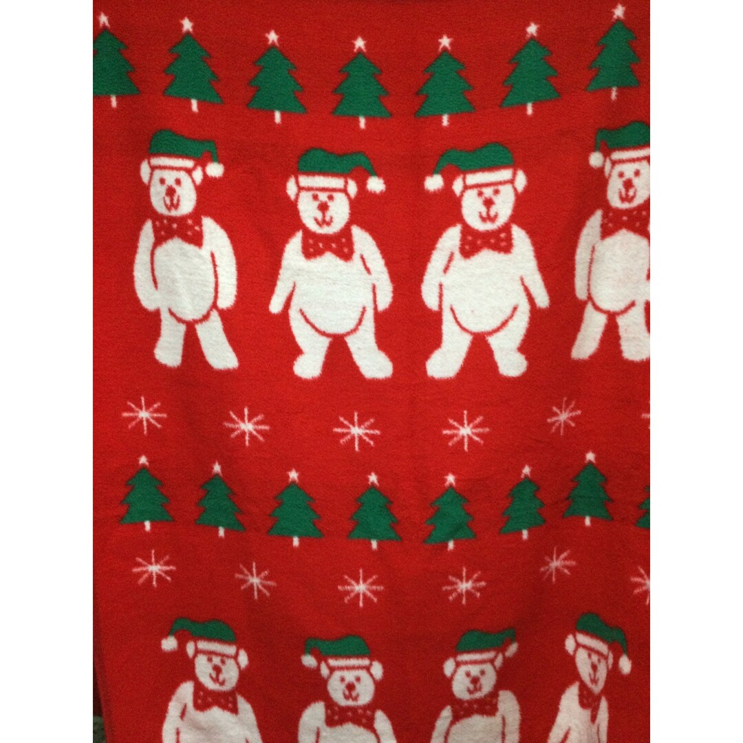 Vintage Crown Crafts VUTEKS Blanket Reversible Teddy Bears Etsy