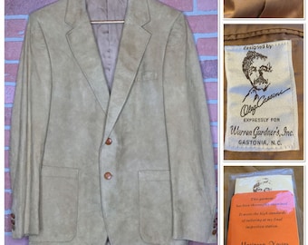 Vintage Oleg Cassini herenzadel suède sportjas blazer bruin oud geld