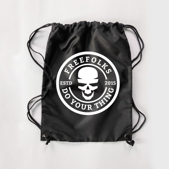 Black Gym Bag Logo Round Freefolks Etsy