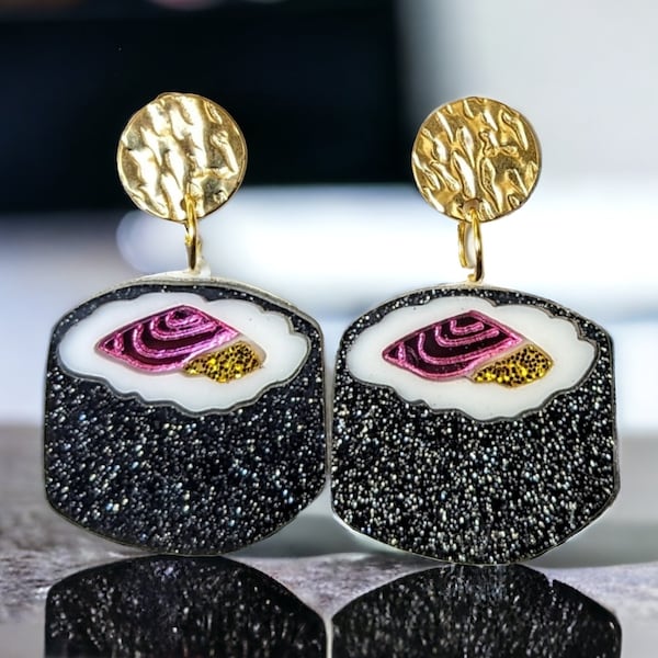 Boucles d'oreilles Sushi Maki japon kawaii