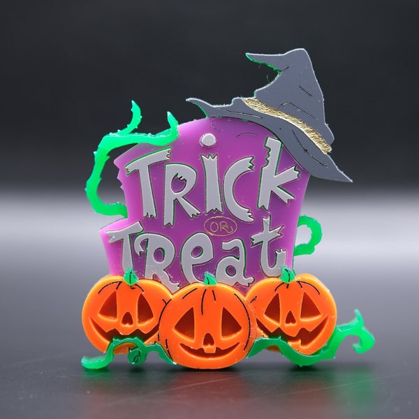 Broche pin's crypte écusson halloween Trick or Treat pumpkin citrouille  / Brooch pin pins halloween Trick or Treat écusson badge