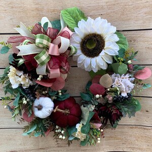 Sunflower wreath, fall sunflower wreath, fall wreath, fall colors wreath, farmhouse wreath, pumpkin fall wreath, wreath, grapevine wreath