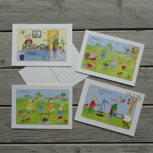 Künstlerkarte, Aquarell-Druck Postkarte, Einladung zum Kochen, Essen, Grillen, Qualitätsdruck vom Original-Aquarell