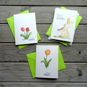 Künstlerkarten, Oster-Motiv, Aquarell-Druck, Hase, Osterkarte, Karte, Klappkarte, Umschlag, Handarbeit