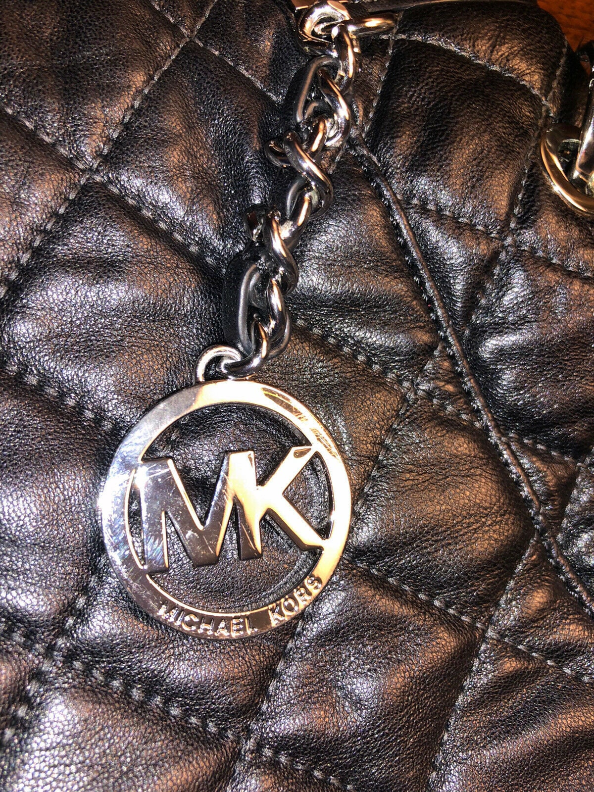 Michael Kors Black soft quilted handbag silver hardware Etsy