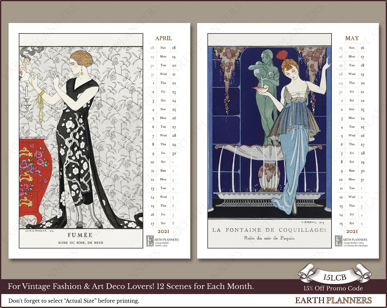 Art Deco Calendar 2021 Printable / 1920s Dress & Antique Etsy