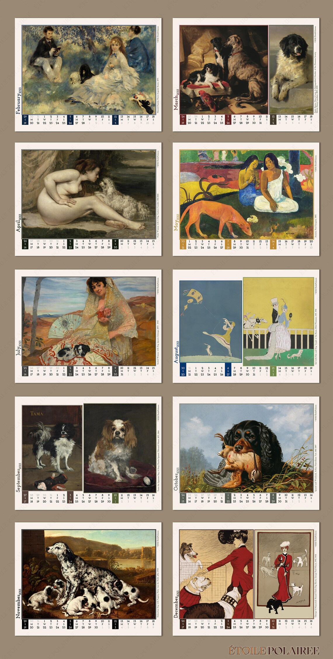 printable-dogs-calendar-2023-dogs-in-art-history-w-antique-etsy