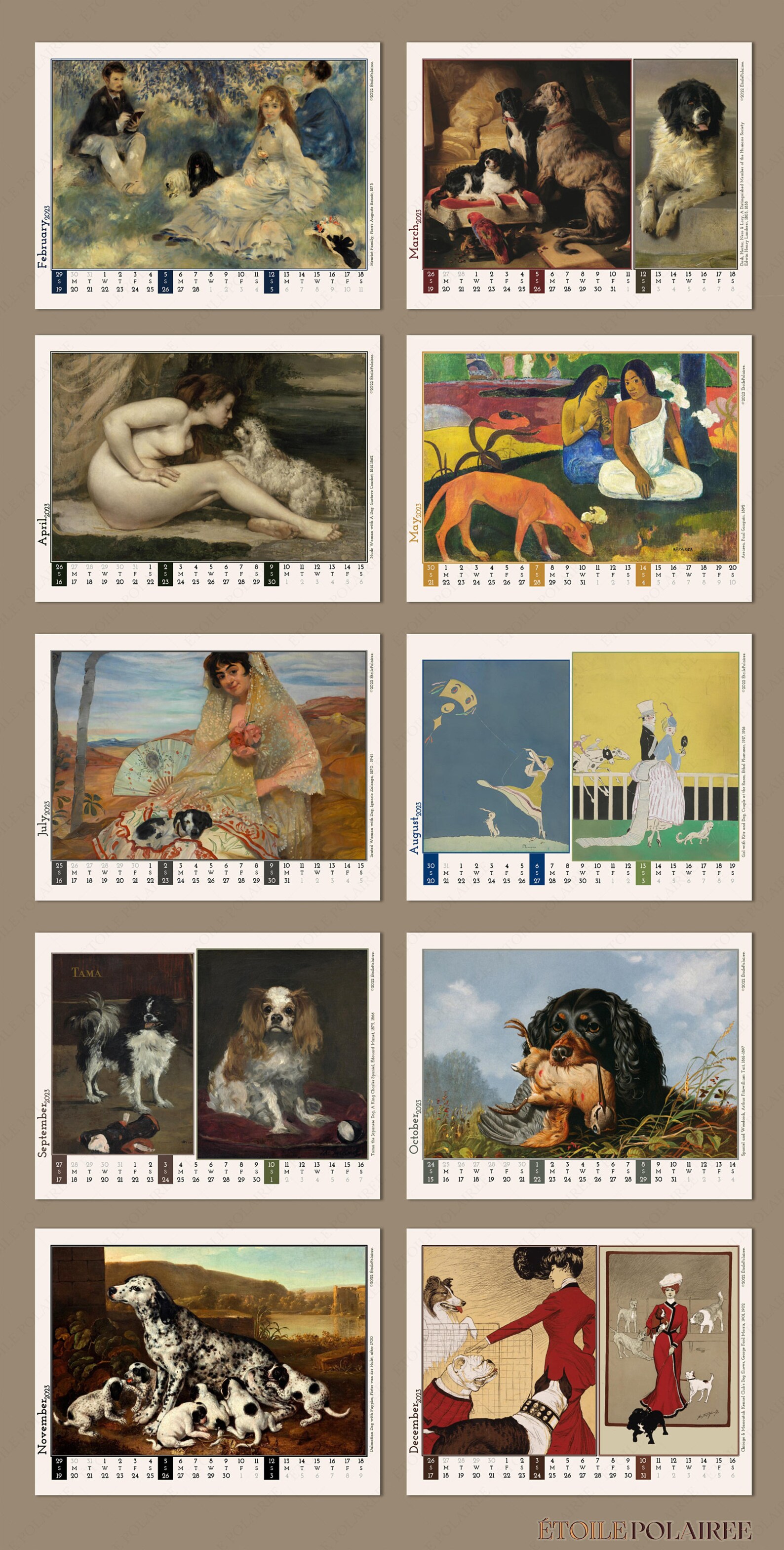 Printable Dogs Calendar 2023: Dogs in Art History W/ Antique - Etsy