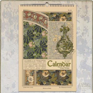 2026-2027 Botanical Calendar : Art Nouveau Floral Wall Planner, Verneuil Illustrations 0050115-NY