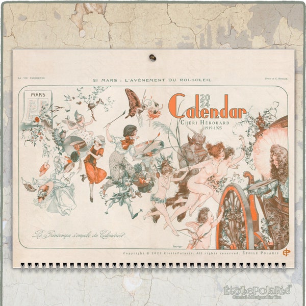 2024 Calendar, La Vie Parisienne: Art Deco Illustrations by Chéri Herouard / Monthly Wall Calendar, Week Numbers, A3 & Tabloid