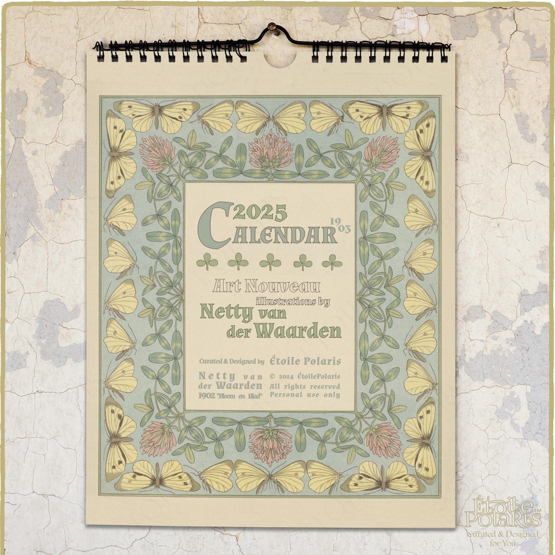 2025 Botanical Wall Calendar "art Nouveau Plant Illustrations by Netty ...