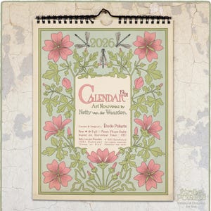 2026 Botanical Calendar "Art Nouveau Plant Illustrations by Netty van der Waarden 1901" Floral Monthly Wall Calendar