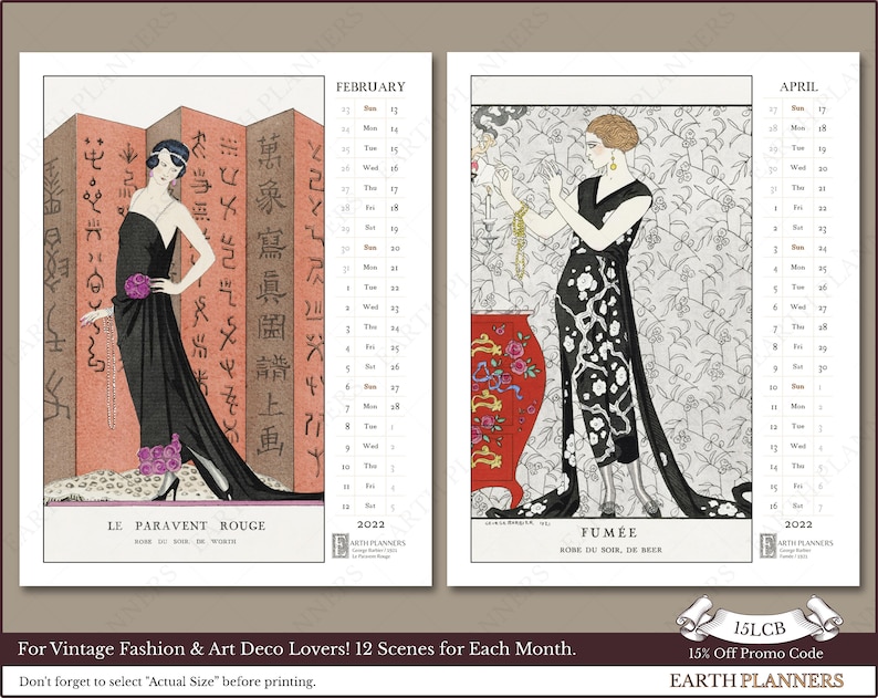 Art Deco Wall Calendar 2022 Printable / 1920s Dress & Antique Etsy
