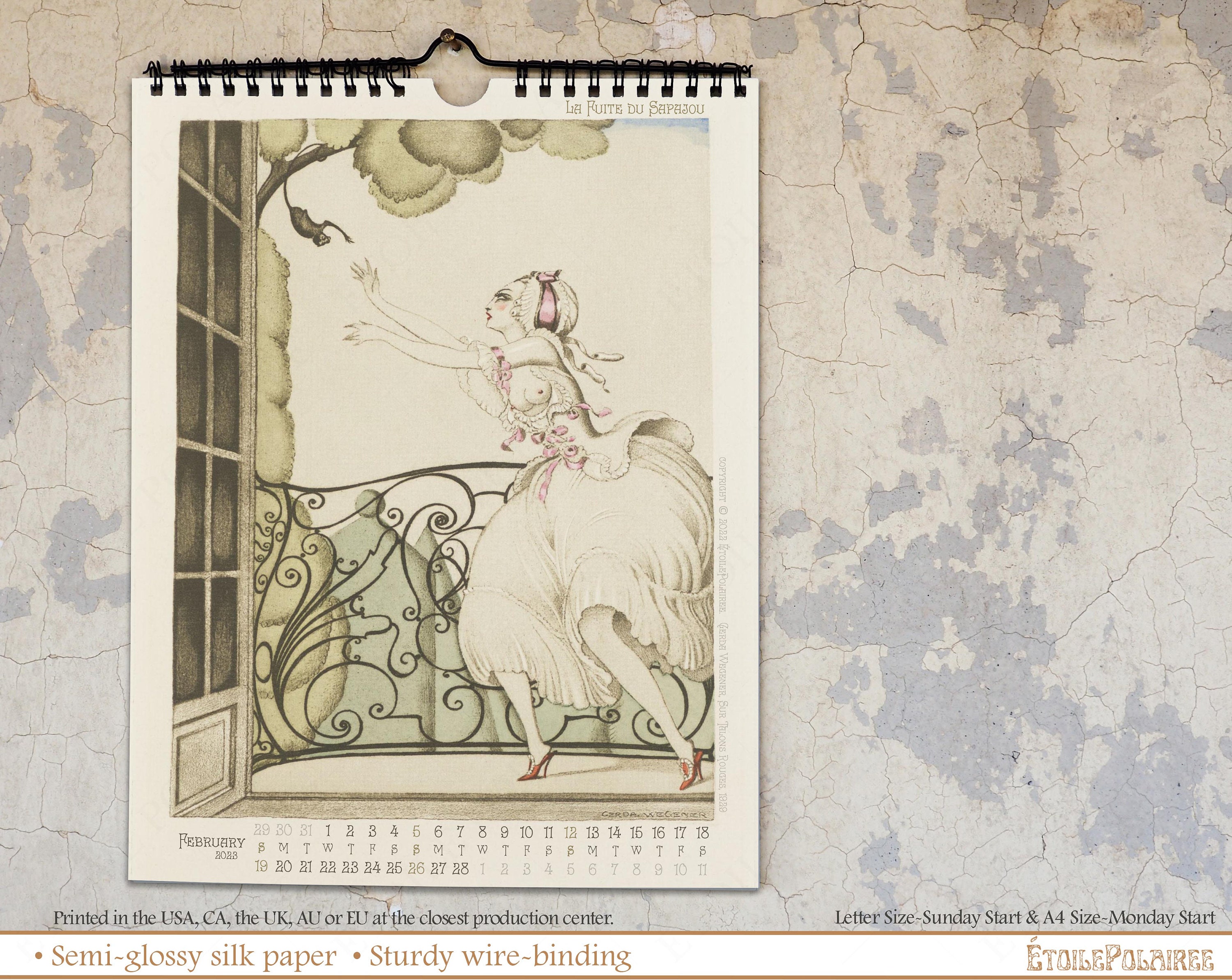 2023 Wall Calendar / 1920s Watercolor Art Deco Illustrations Etsy