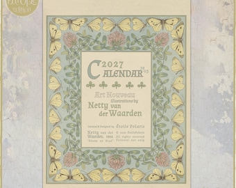 Botanischer Wandkalender 2027: Blumenillustrationen im Jugendstil 0020111-EU