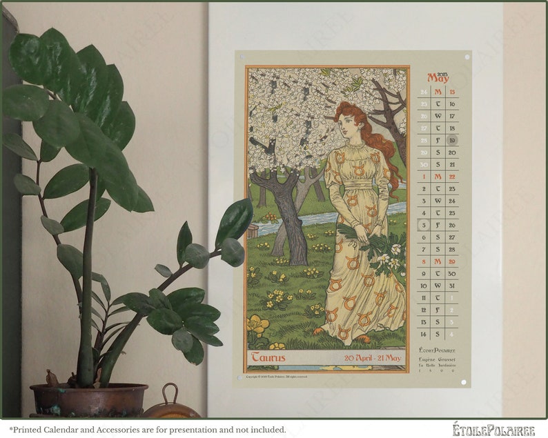 Art Nouveau Printable Calendar 2023 / Digital Monthly Wall Etsy