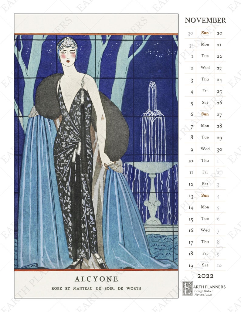 Art Deco Wall Calendar 2022 Printable / 1920s Dress & Antique Etsy
