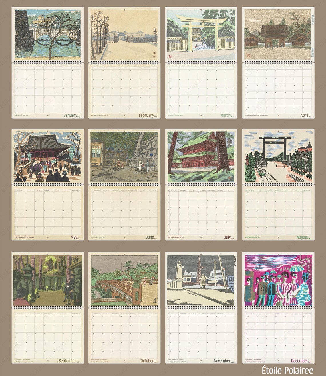 Japanese Art Calendar 2023 memories of Tokyo / Etsy