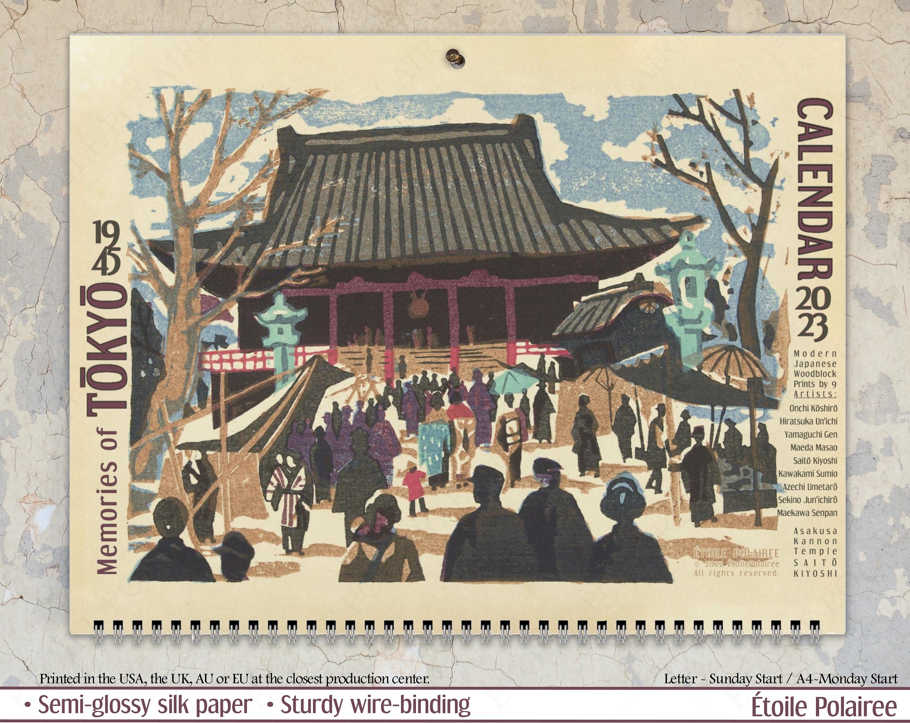 Japanese Art Calendar 2023 memories of Tokyo / Etsy