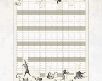2026 Le Chat Noir Calendar : Vintage Black Cat Art Wall Planner 0080002-NY
