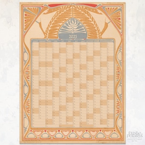 Planificador anual 2025, ilustraciones Art Nouveau de Georg Rueter, 1899