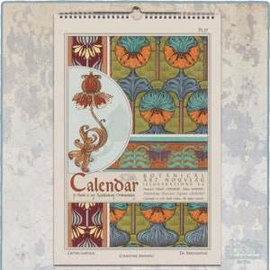 2024 Botanical Calendar. 1896 Art Nouveau Plant Illustrations by M.P. Verneuil & A.Martin, Floral Monthly Wall Planner- A3, Tabloid Size