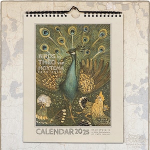 Calendario de aves 2025 / Calendario de pared mensual, ilustraciones de Theo van Hoytema, 1878-1910