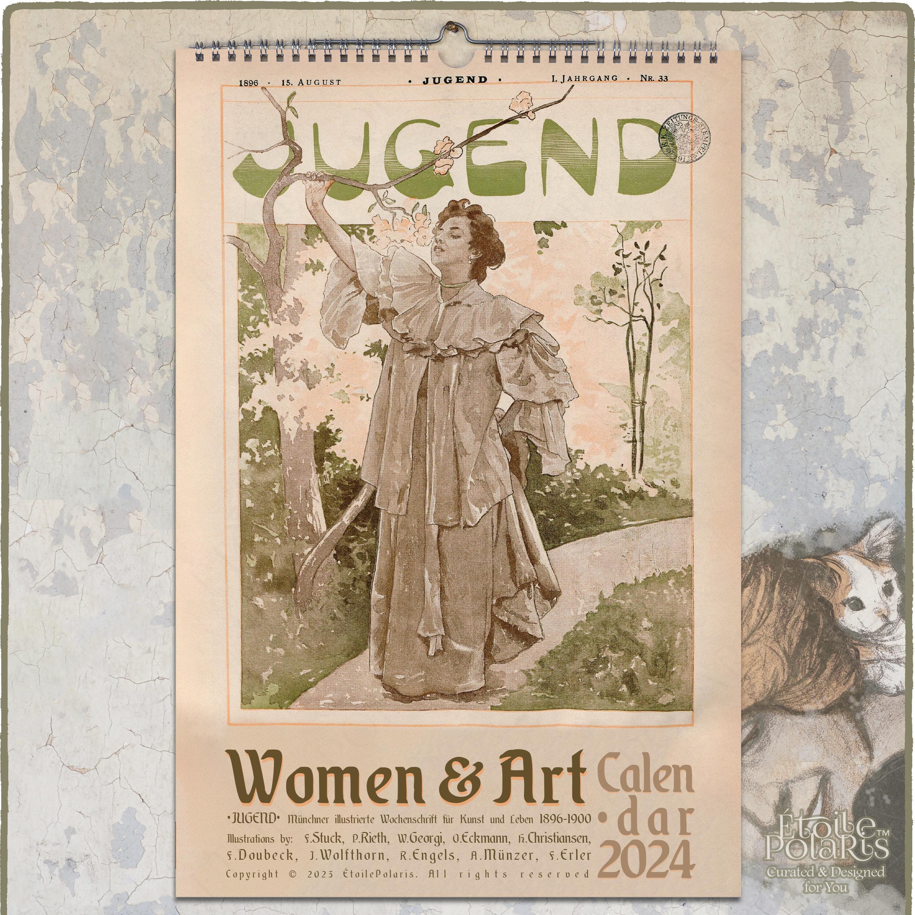 2024 Wall Calendar, Jugend German Art Nouveau Magazine Covers