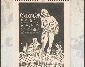 2026 Zodiac Calendar : Antique Art Deco Illustrations, Henri van der Stok 0020503-NY