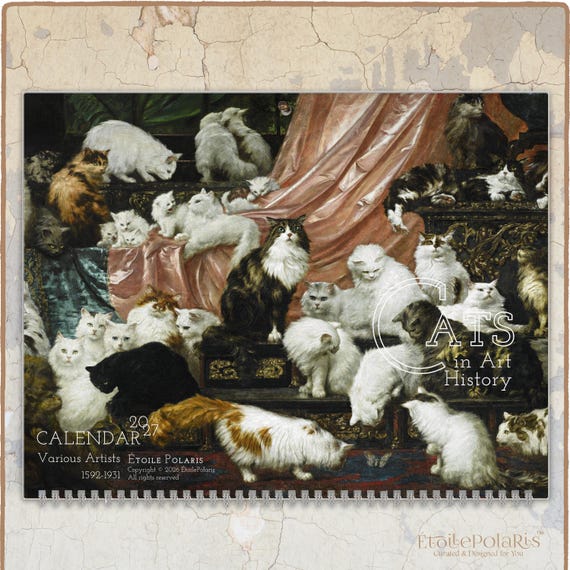 Cats Calendar 2027 : Antique & Vintage Paintings, A3/Tabloid Size 0031001-NY