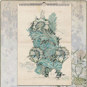 Calendario William Morris 2025, Disegni di tessuti e carta da parati, Movimento Arts and Crafts, 1874-1890 / Calendario mensile da parete A3, formato tabloid