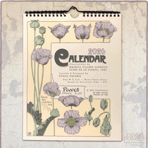 Botanical Calendar 2025-2026 : Verneuil Art Nouveau Floral Illustrations 0020104-NY