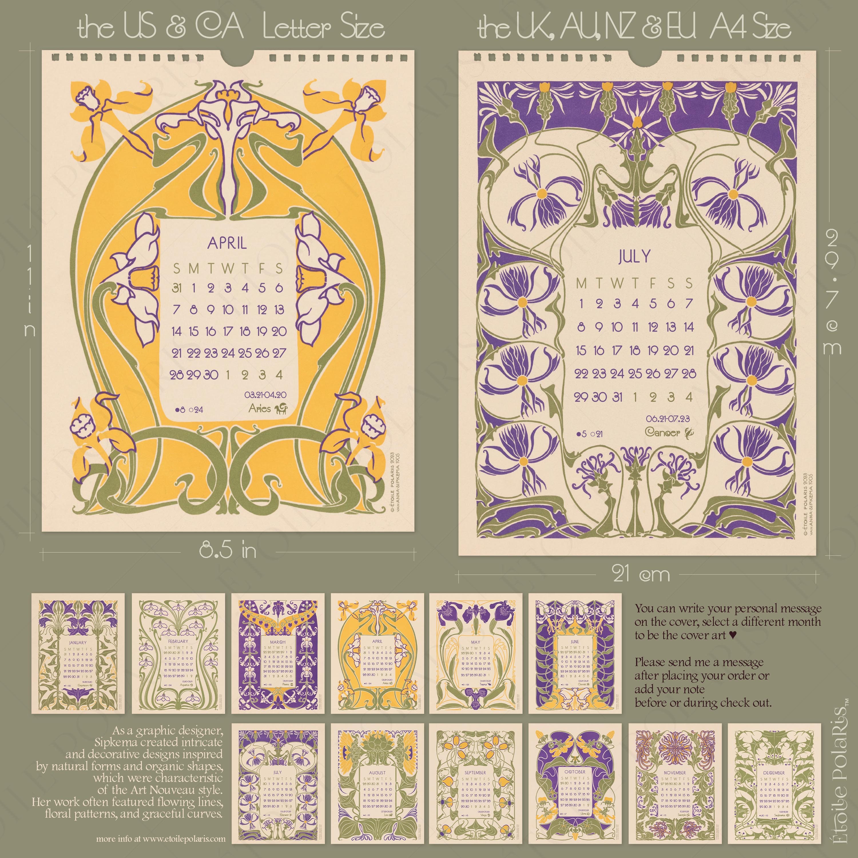 2024-art-nouveau-calendar-1900s-art-illustrations-by-anna-etsy