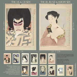 Op de afbeelding: Een kalender met Japanse houtsneden, met een kalender voor mei en juni 2025. De kalender is verkrijgbaar in twee formaten: 11 inch bij 16,5 inch en 29,7 centimeter bij 42 centimeter.