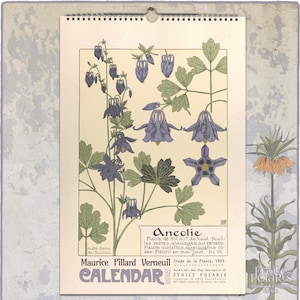 Calendario botanico 2025. Illustrazioni di piante Art Nouveau del 1900 di Maurice P. Verneuil. Calendario floreale mensile da parete - A3, formato tabloid