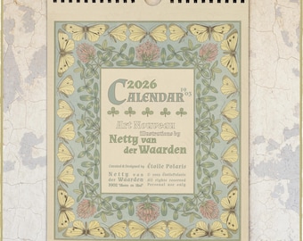 2026 Botanical Wall Calendar : Art Nouveau Floral Illustrations 0020111-NY