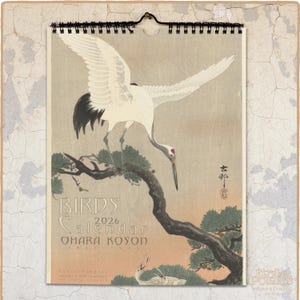 Japanese Birds Calendar 2026 / Monthly Wall Calendar, Woodblock Prints by Ohara Koson 0020201-NY