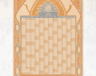 2026 Year Planner, Art Nouveau Illustrations by Georg Rueter, 1899 / 0080102-NY