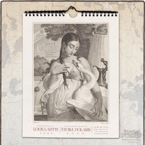 Wandkalender 2025 met sterrenbeelden en eigenschappen / tiental Franse republikeinse kalenderillustraties door Louis Lafitte, 1792
