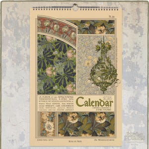 2025-2026 Botanical Calendar : Art Nouveau Floral Wall Planner, Verneuil Illustrations 0050115-NY