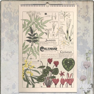 2024 Botanical Calendar. 1900s Art Nouveau Plant Illustrations by Maurice P. Verneuil. Floral Monthly Wall Planner- A3, Tabloid Size