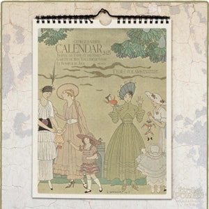 Calendario Art Déco 2025 «Mujeres de los años 20 por George Barbier, ilustraciones de moda, 1919-1924» Calendario de pared mensual
