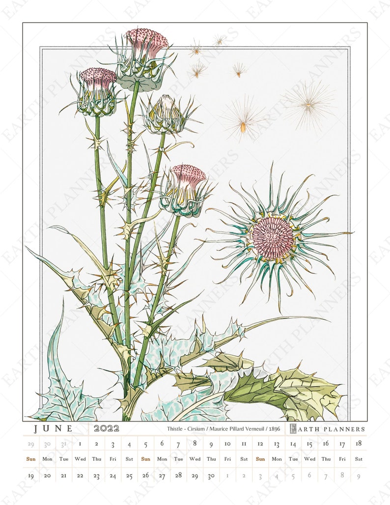 Botanical Wall Calendar 2022 Printable / Antique Flower | Etsy