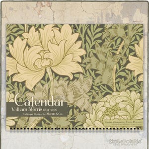 Calendario William Morris 2025, Disegni di carta da parati, Movimento Arts and Crafts, 1834-1896 / Planner mensile da parete