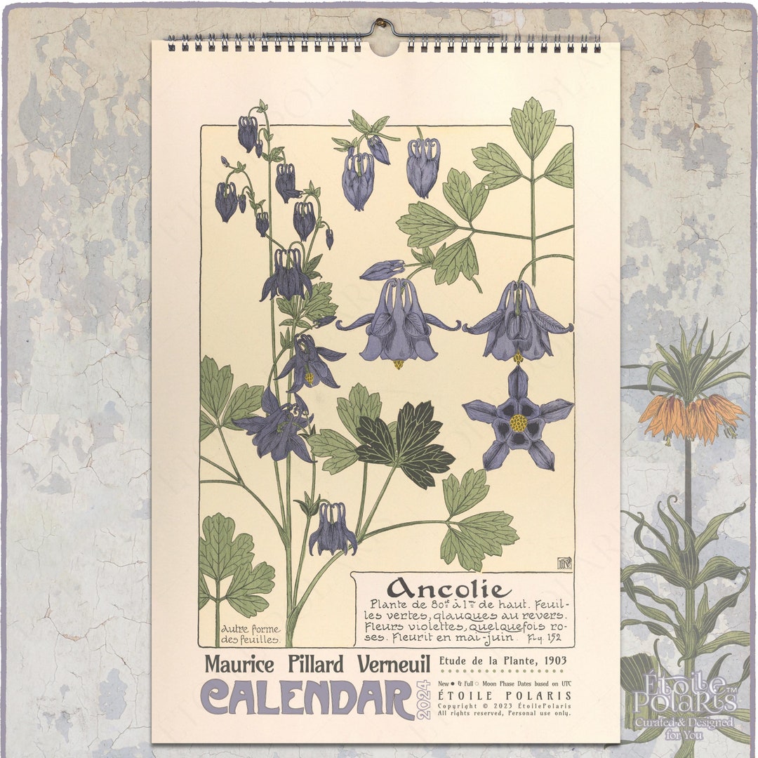 2024-botanical-calendar-1900s-art-nouveau-plant-illustrations-by
