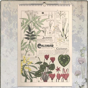 2025 2026 Botanical Calendar. 1900s Art Nouveau Plant Illustrations by Maurice P. Verneuil. Floral Monthly Wall Planner- Midyear A3, Tabloid