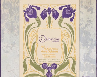 Art Nouveau Perpetual Calendar for Birthday, Anniversary & Celebration Dates / Anna Sipkema, 1905 / A3, TABLOID Size Undated Planner