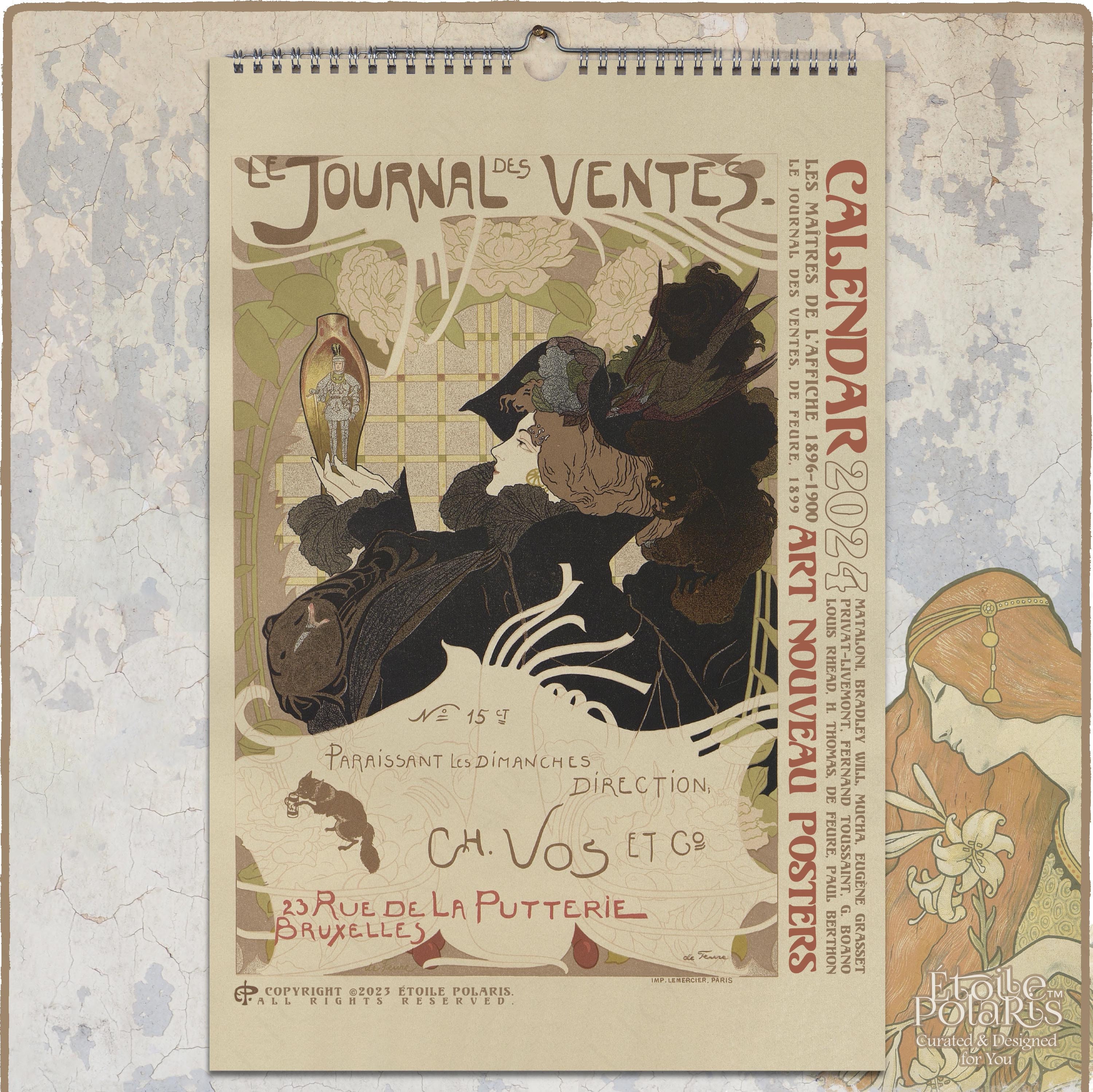 Calendrier des affiches Art Nouveau 2024 / Les Maîtres de l'Affiche Maîtres  de l'Affiche, 1896-1900 par V.A. / Calendrier mural mensuel A3, Tabloïd -   France