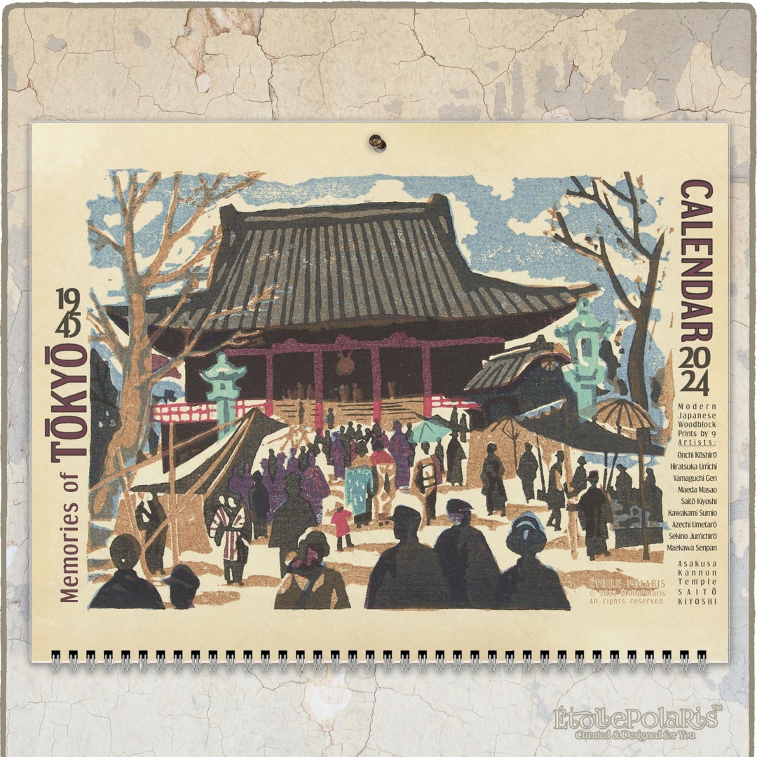 Japanese Art Calendar 2024 memories of Tokyo / Monthly Wall Calendar